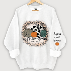 Lofaris Happy Fall Leopard Pumpkins Custom Name Sweatshirt