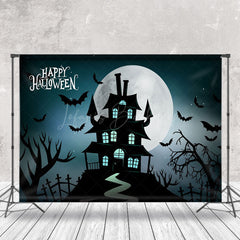 Lofaris Happy Halloween Black Castle Bat Silhouette Backdrop