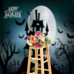 Lofaris Happy Halloween Black Castle Bat Silhouette Backdrop