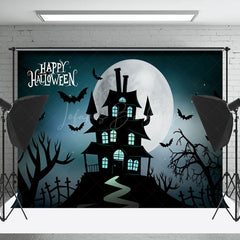 Lofaris Happy Halloween Black Castle Bat Silhouette Backdrop