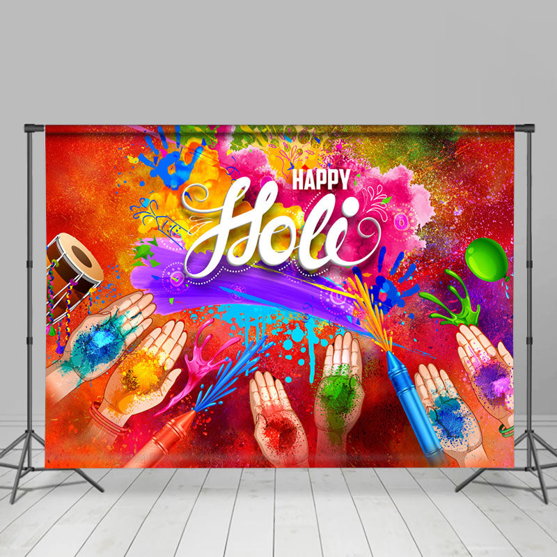 Lofaris Happy Hole Colorful Paints Kids Hand Party Backdrop