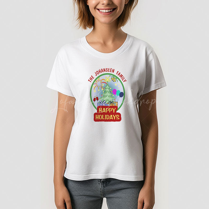 Lofaris Happy Holidays Xmas Retro Family Reunion T-Shirt