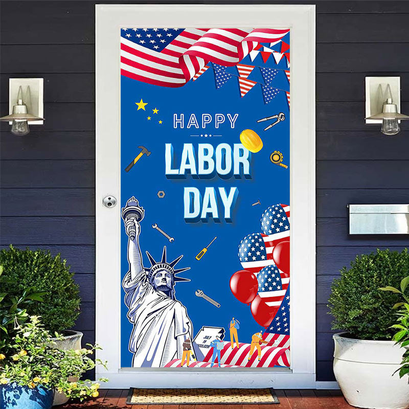 Lofaris Happy Labor Day American Flag Liberty Door Cover