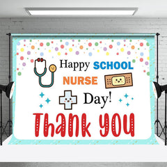 Lofaris Happy School Nurse Day White Thank You Backdrop