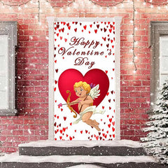 Lofaris Happy Valentines Day Cupid Hearts White Door Cover