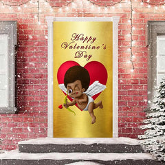 Lofaris Happy Valentines Day Golden Cupid Heart Door Cover