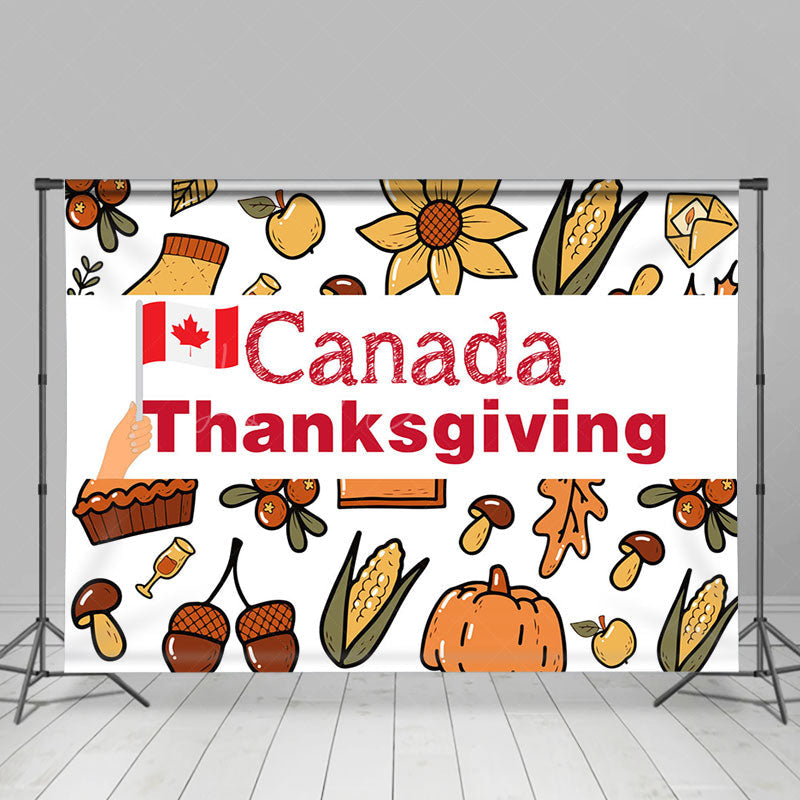 Lofaris Harvest Fruits Canada Flag Thanksgiving Backdrop