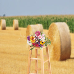 Lofaris Harvest Valley Haystack Field Photography Backdrop