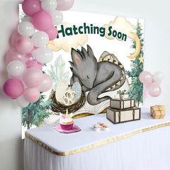 Lofaris Hatching Soon Dragon Pines Baby Shower Backdrop