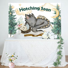 Lofaris Hatching Soon Dragon Pines Baby Shower Backdrop