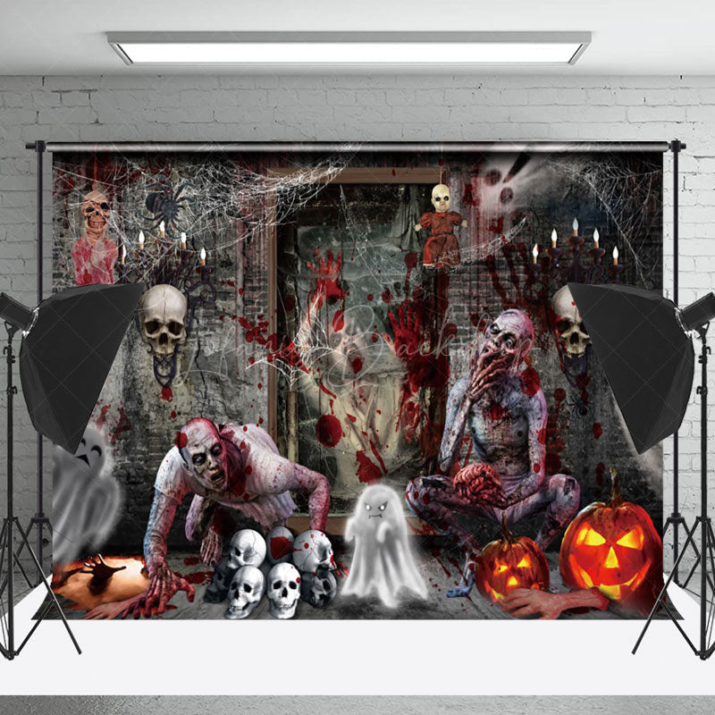 Lofaris Haunted House Horrible Skull Halloween Backdrop