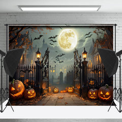 Lofaris Haunted House Pumpkins Moon Halloween Backdrop