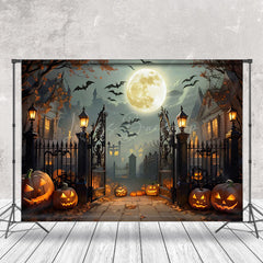 Lofaris Haunted House Pumpkins Moon Halloween Backdrop