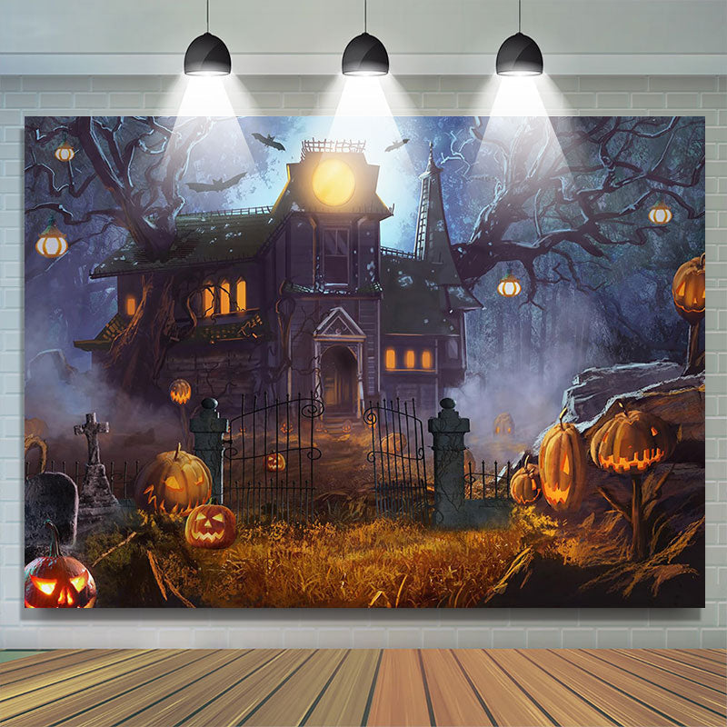 Haunted House Scary Pumpkin Lantern Halloween Decor - Lofaris