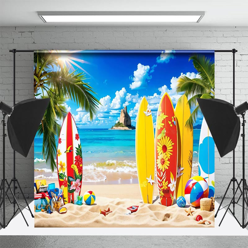 Lofaris Hawaii Holiday Surfing Beach Blue Sky Summer Backdrop