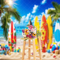 Lofaris Hawaii Holiday Surfing Beach Blue Sky Summer Backdrop