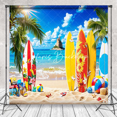 Lofaris Hawaii Holiday Surfing Beach Blue Sky Summer Backdrop