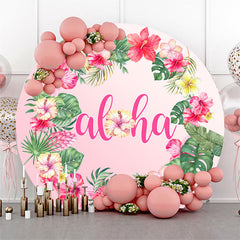 Lofaris Hawaii Leaves Floral Round Birthday Backdrop Kit