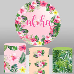 Lofaris Hawaii Leaves Floral Round Birthday Backdrop Kit