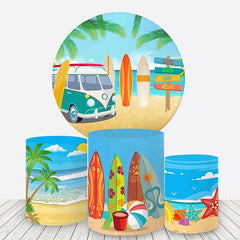 Lofaris Hawaii Seaside Palm Tree Summer Round Backdrop Kit