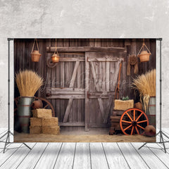 Lofaris Hay Cowboy Rustic Wood Barn Door Backdrop For Photo