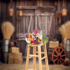 Lofaris Hay Cowboy Rustic Wood Barn Door Backdrop For Photo