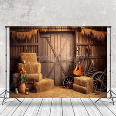 Lofaris Haystack Guitar Wood Door Vintage Photo Backdrop