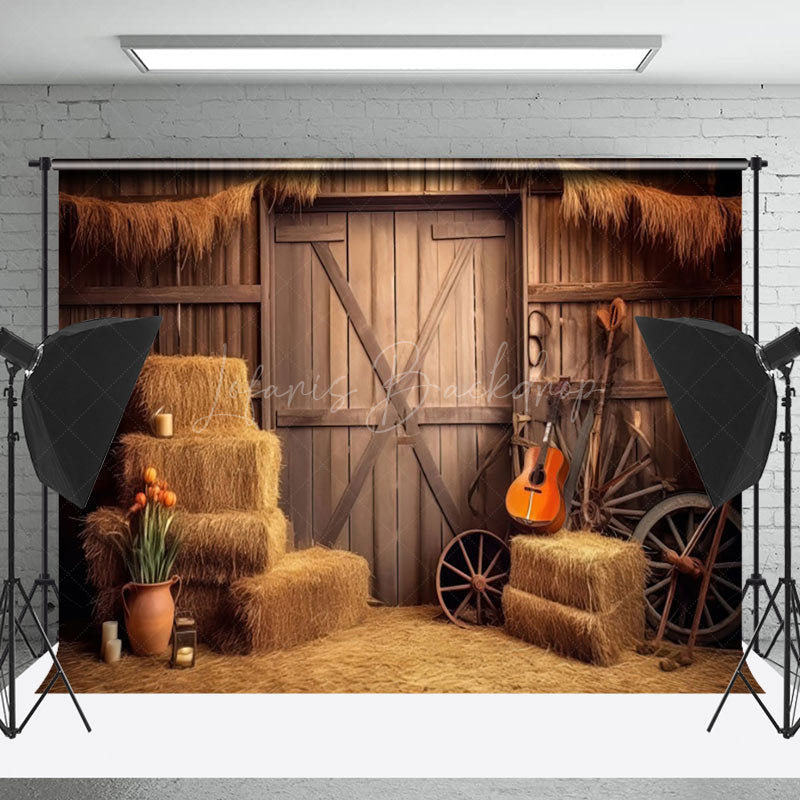 Lofaris Haystack Guitar Wood Door Vintage Photo Backdrop