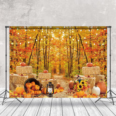 Lofaris Haystack Pumpkin Autumn Woods Photography Backdrop