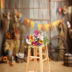 Lofaris Haystack Wheel Pumpkin Autumn Photo Backdrop