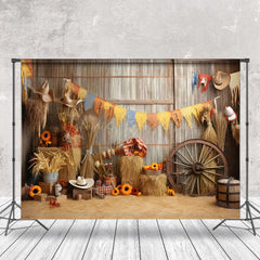 Lofaris Haystack Wheel Pumpkin Autumn Photo Backdrop