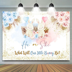 Lofaris He Or She Bunny Floral Boho Baby Shower Backdrop