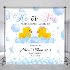 Lofaris He Or She Duck Bubble Custom Baby Shower Backdrop