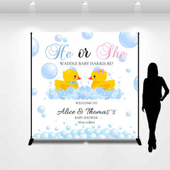 Lofaris He Or She Duck Bubble Custom Baby Shower Backdrop