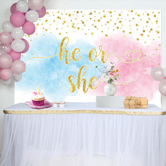 Lofaris He Or She Gold Diamond Foggy Gender Reveal Backdrop