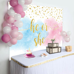 Lofaris He Or She Gold Diamond Foggy Gender Reveal Backdrop