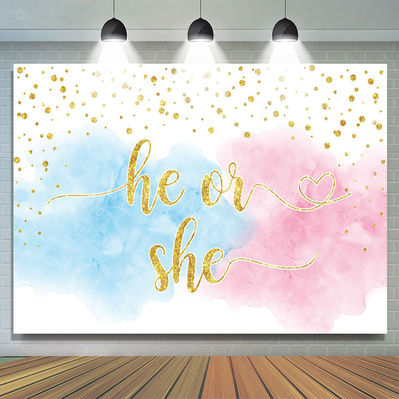 Lofaris He Or She Gold Diamond Foggy Gender Reveal Backdrop