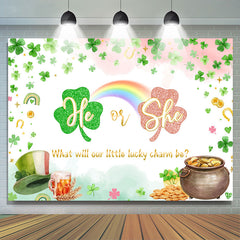 Lofaris He Or She Lucky Charm Clover Gender Reveal Backdrop