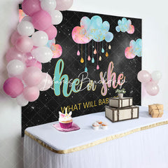 Lofaris He Or She Night Sky Clouds Gender Reveal Backdrop