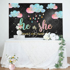 Lofaris He Or She Night Sky Clouds Gender Reveal Backdrop