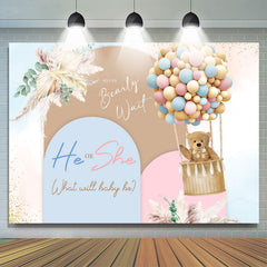 Lofaris He Or She Pink Blue Balloon Baby Shower Backdrop