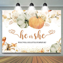 Lofaris He Or She Pumpkin Floral Gender Reveal Backdrop