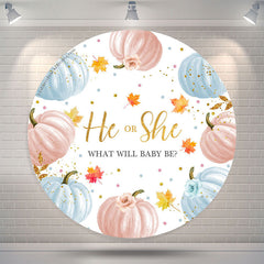 Lofaris He Or She Pumpkin Maple Circle Baby Shower Backdrop