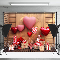 Lofaris Heart Balloon Gift Wood Wall Valentines Day Backdrop