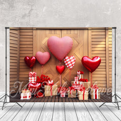 Lofaris Heart Balloon Gift Wood Wall Valentines Day Backdrop