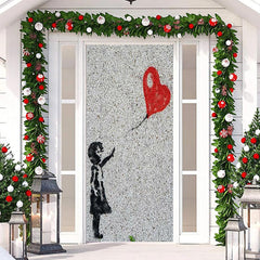 Lofaris Heart Balloon Kid Grey Valentines Day Door Cover