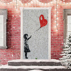 Lofaris Heart Balloon Kid Grey Valentines Day Door Cover