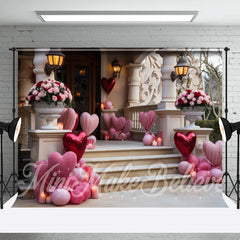 Lofaris Heart Balloons Rose Door Valentines Day Backdrop