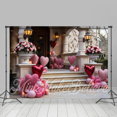 Lofaris Heart Balloons Rose Door Valentines Day Backdrop