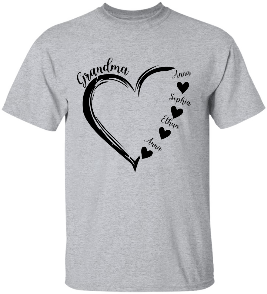 Lofaris Heart Love Grandma And Kids Family Custom T - Shirt